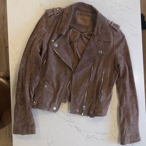 BLANKNYC taupe brown motorcycle leather jacket